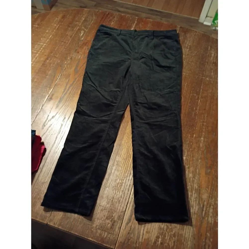 14P Talbots Velveteen Velour Velvet Black Pants Trousers Slacks with Pockets